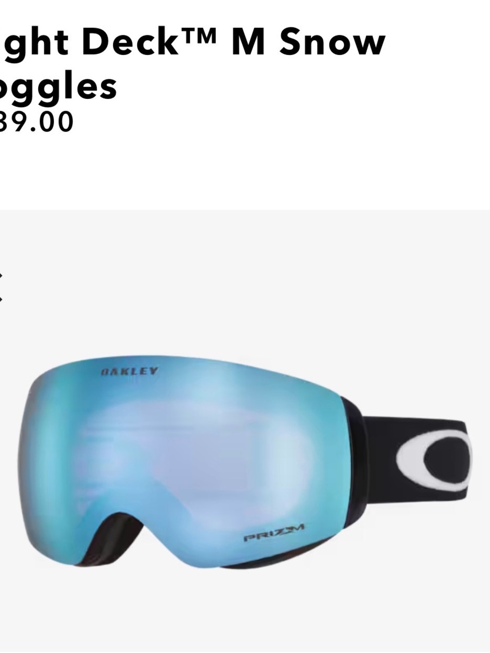 Oakley Snow Goggles with Blue Prism Lens and Black Strap